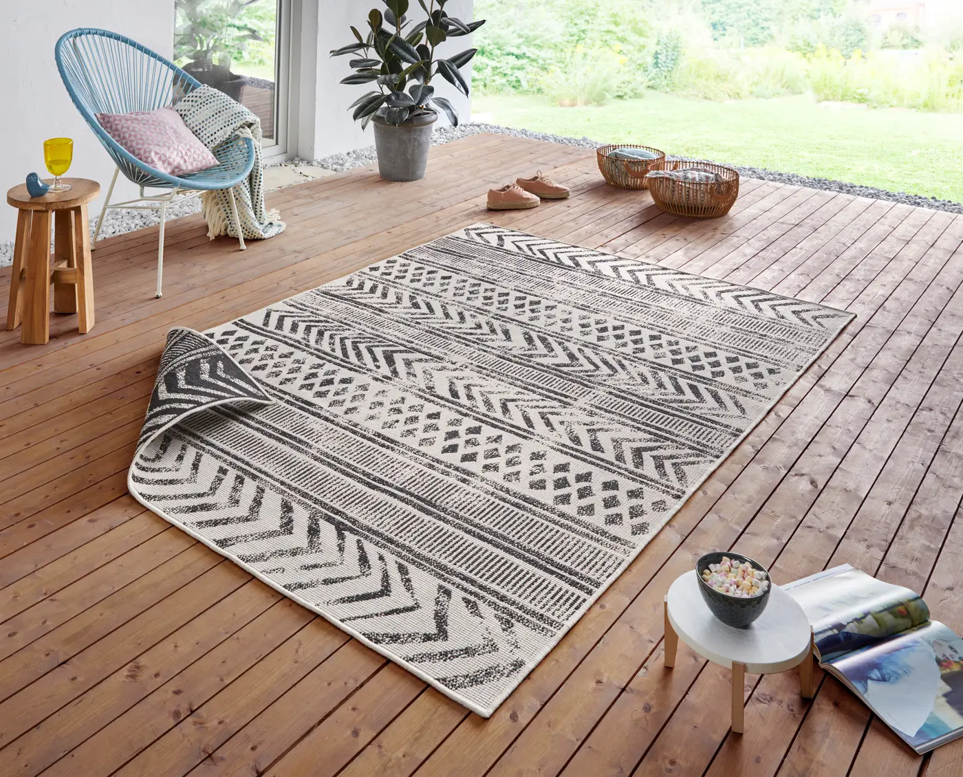 Hanse Home Twin Supreme In- & Outdoor Wendeteppich Biri Schwarz Creme – Ansicht 2