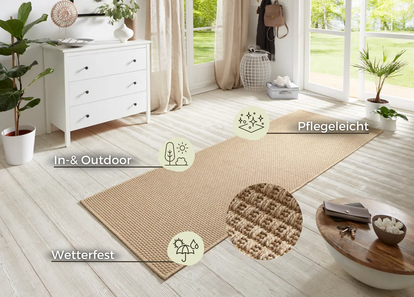 Hanse Home In- & Outdoor Flachgewebe Läufer Nature in Sisaloptik 600 Beige – Ansicht 3