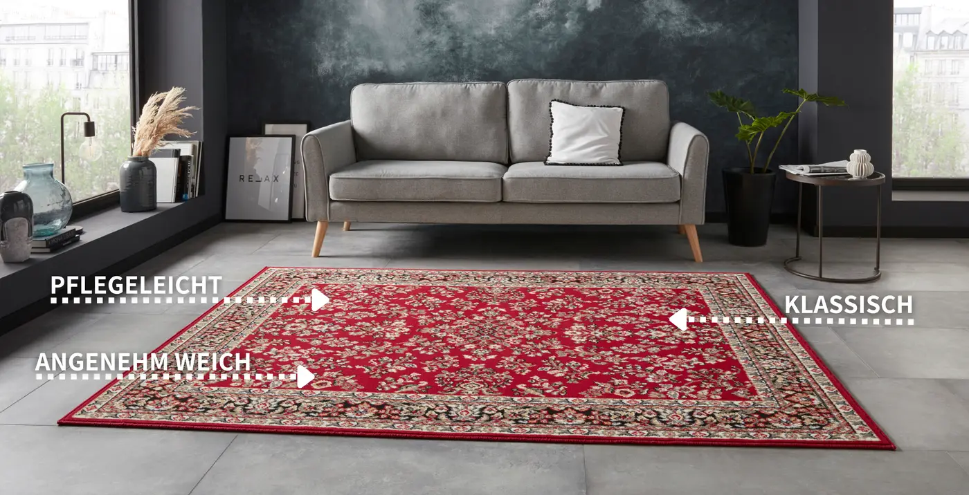 Hanse Home 005 Kurzflor Teppich Design Rot – Ansicht 3