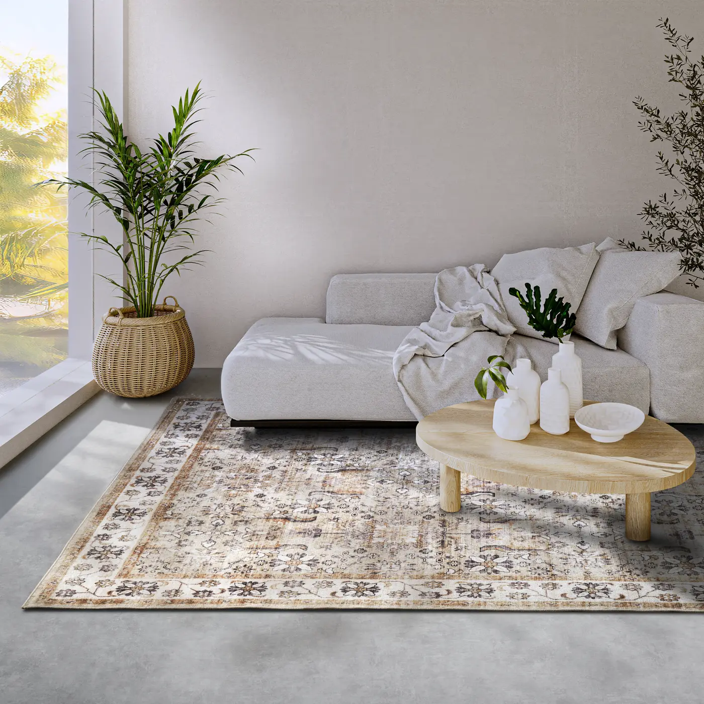 ELLE Decoration Imagination Kurzflor Teppich Saveh Creme Gold – Ansicht 2