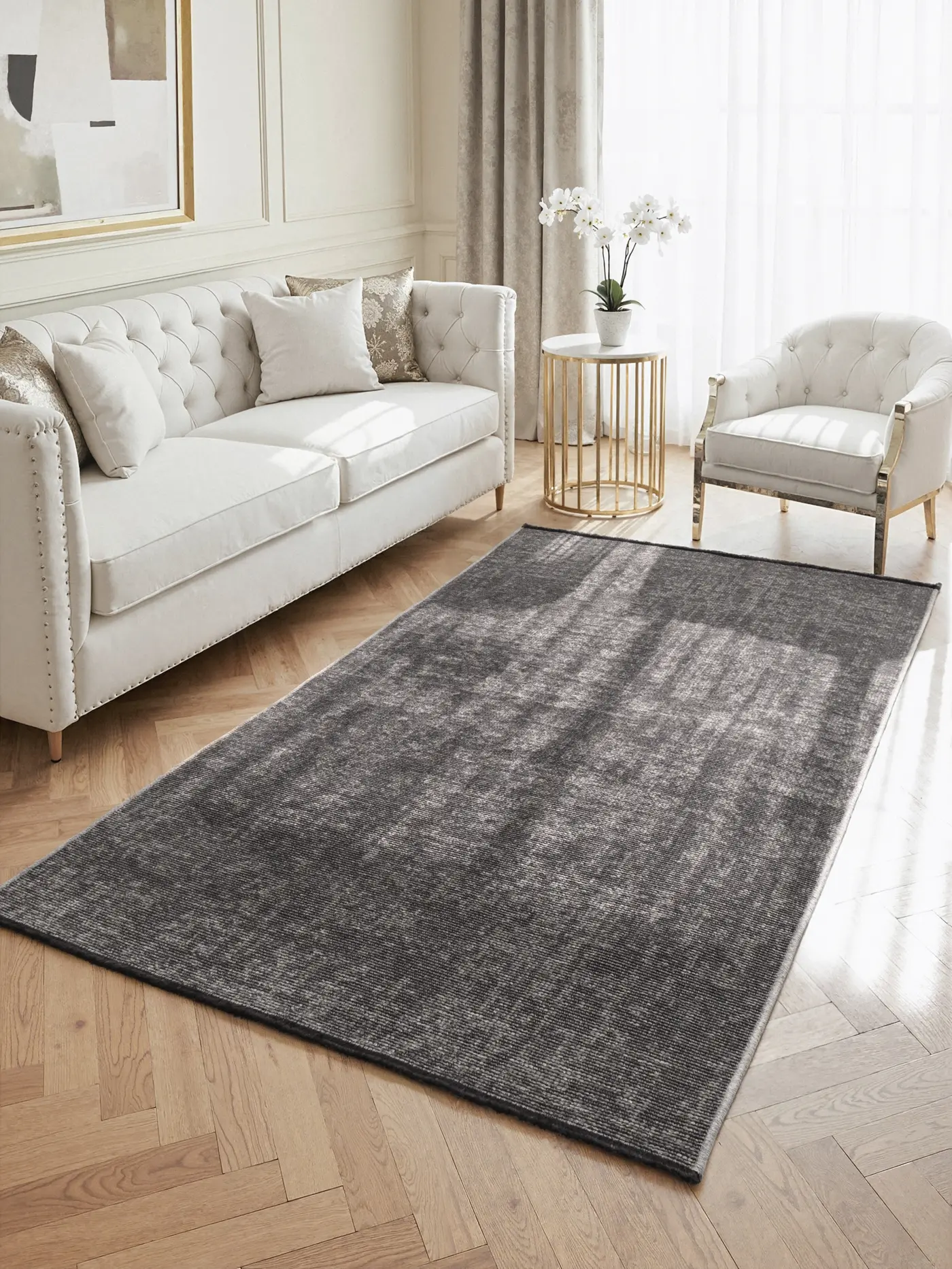 Elle Decoration Brilliance Kurzflor Teppich Prisma Silber Grau – Ansicht 2
