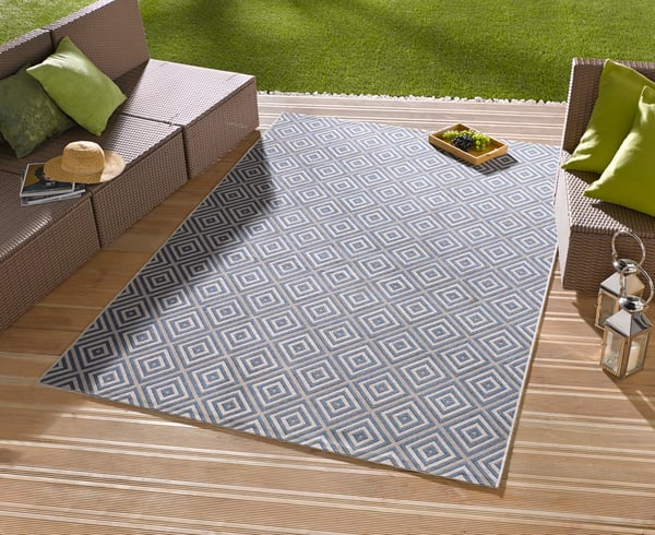 Hanse Home Meadow In- & Outdoorteppich Karo Blau