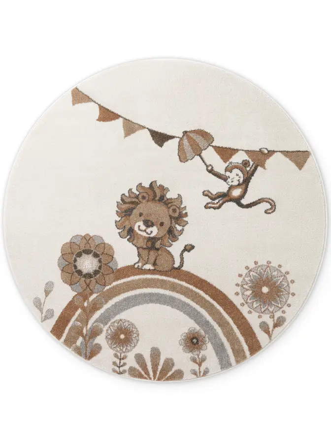 Villeroy & Boch Boho Kids Kinderteppich Rund Roar like a Lion Creme Mulitfarben