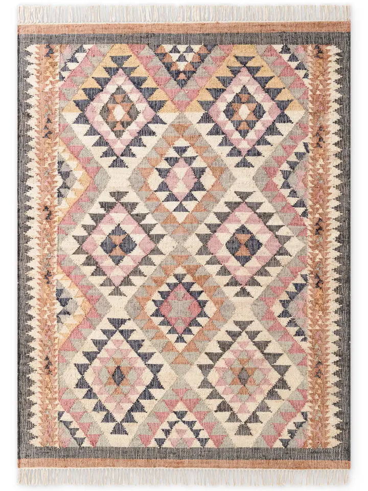Elle Decoration Roya Afghan Kelim Teppich Parsa Creme Multifarben