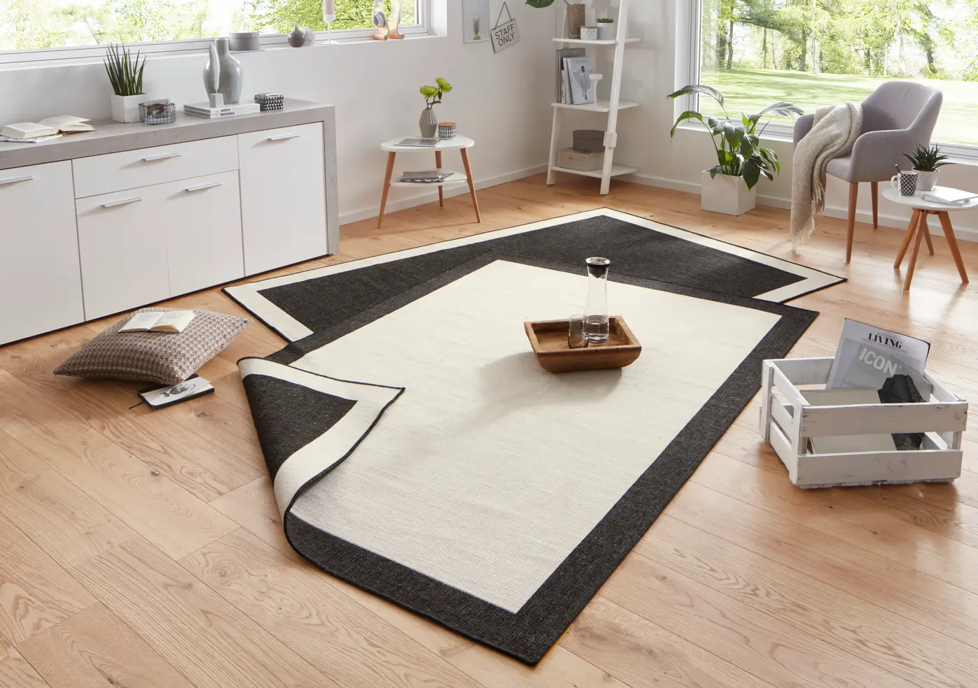 Hanse Home Twin Wendeteppiche In- & Outdoorteppich Panama Creme Schwarz – Ansicht 2