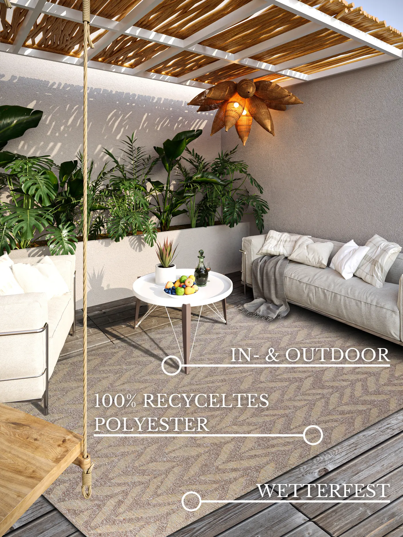Villeroy & Boch 1883 In- & Outdoor Teppich Georgette Natur Beige – Ansicht 3