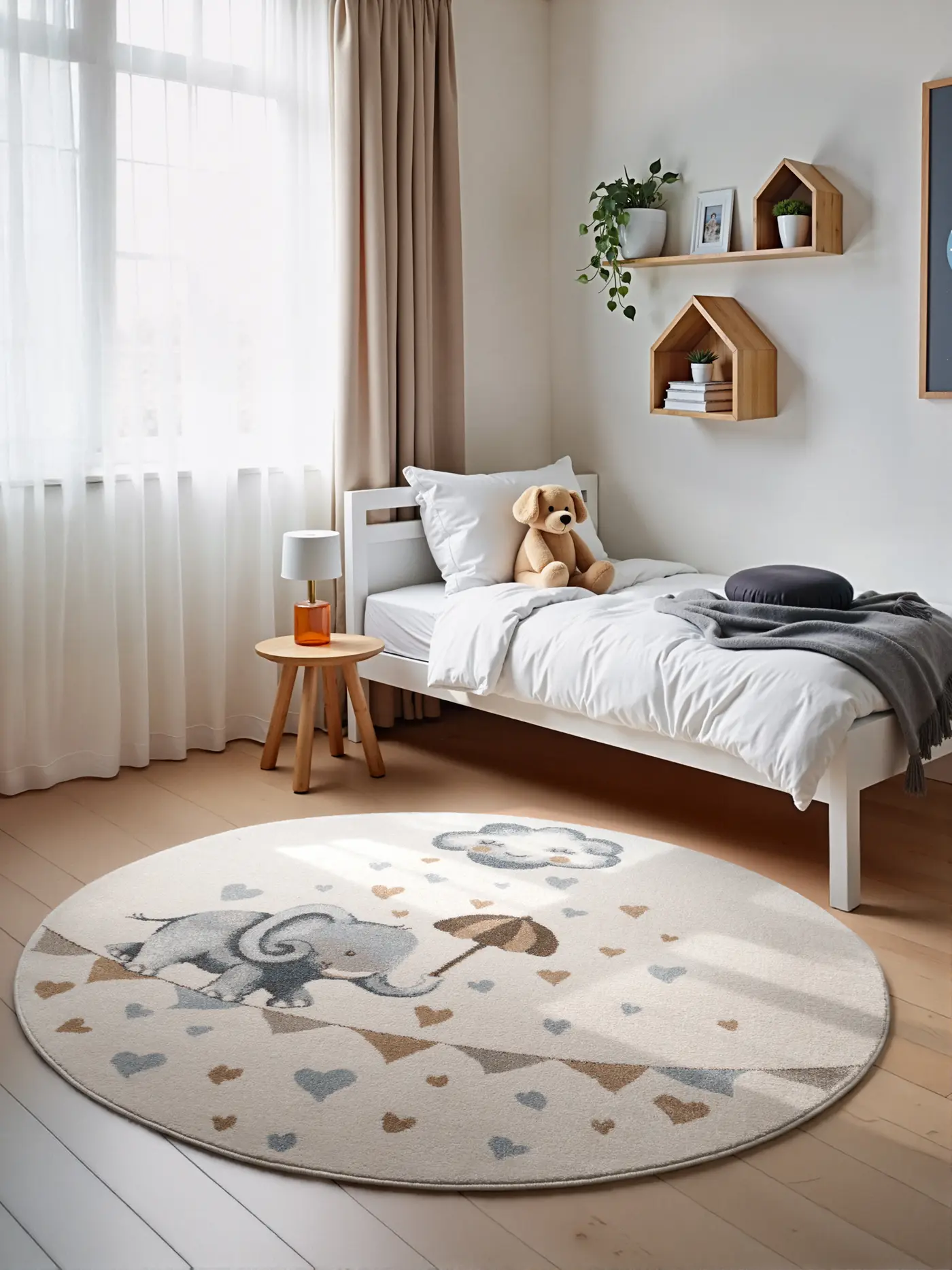 Villeroy & Boch Boho Kids Kinderteppich Rund Walk like an Elephant Rainy Creme Mulitfarben – Ansicht 2