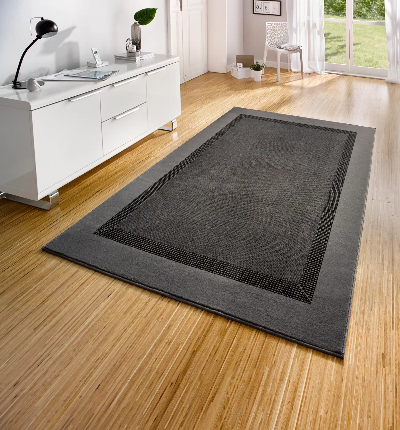 Hanse Home Basic Designteppich Band Grau – Ansicht 2