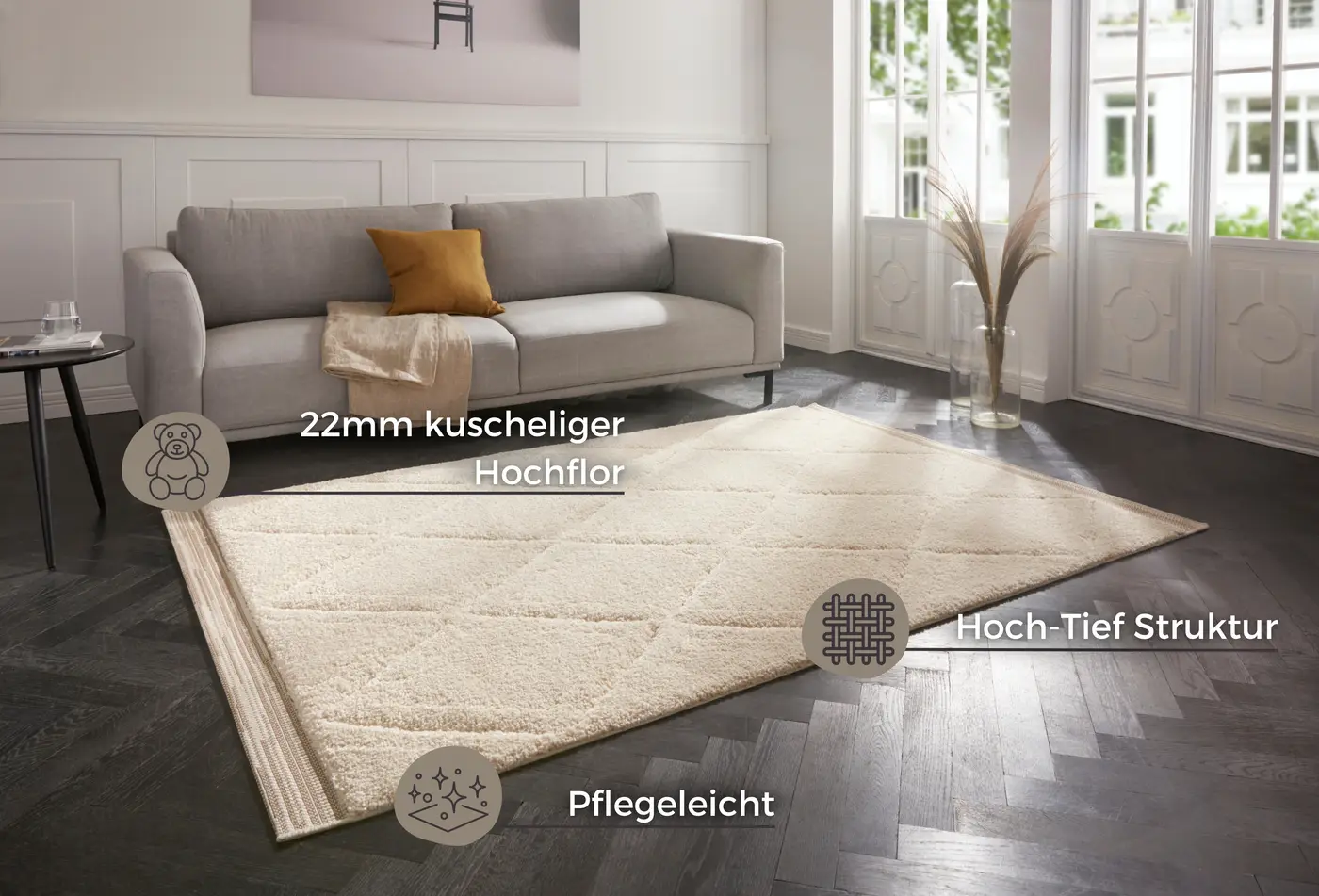 Hanse Home Norwalk Hochflor Teppich Colin Beige – Ansicht 3