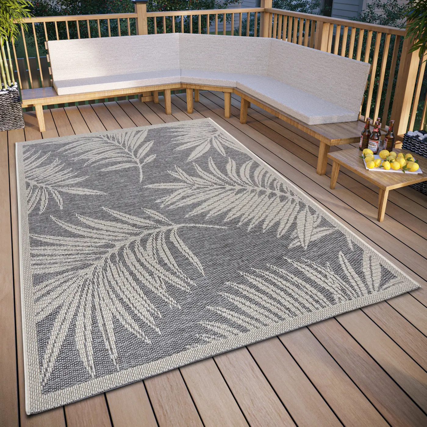 Hanse Home Clyde In- und Outdoor Teppich Paru Grau Creme – Ansicht 2