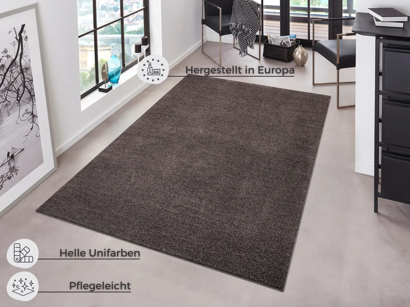 Hanse Home Pure Kurzflor Teppich Pure Anthrazit – Ansicht 3