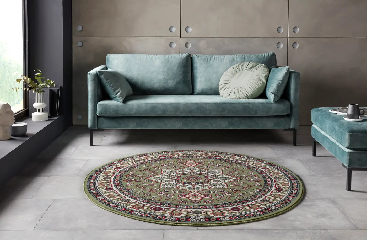 Hanse Home Mirkan Kurzflor Teppich Parun Täbriz Grün – Ansicht 2