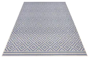 Hanse Home Meadow In- & Outdoorteppich Raute Blau Creme