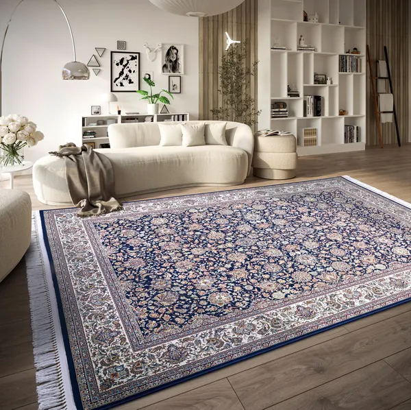 Villeroy & Boch 1870 Kurz Stapel Teppich Alfred Blau Creme