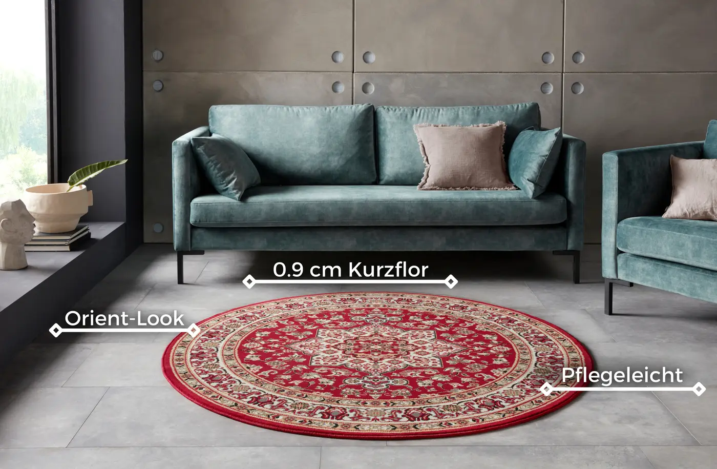 Hanse Home Mirkan Kurzflor Teppich Parun Täbriz Rot – Ansicht 3