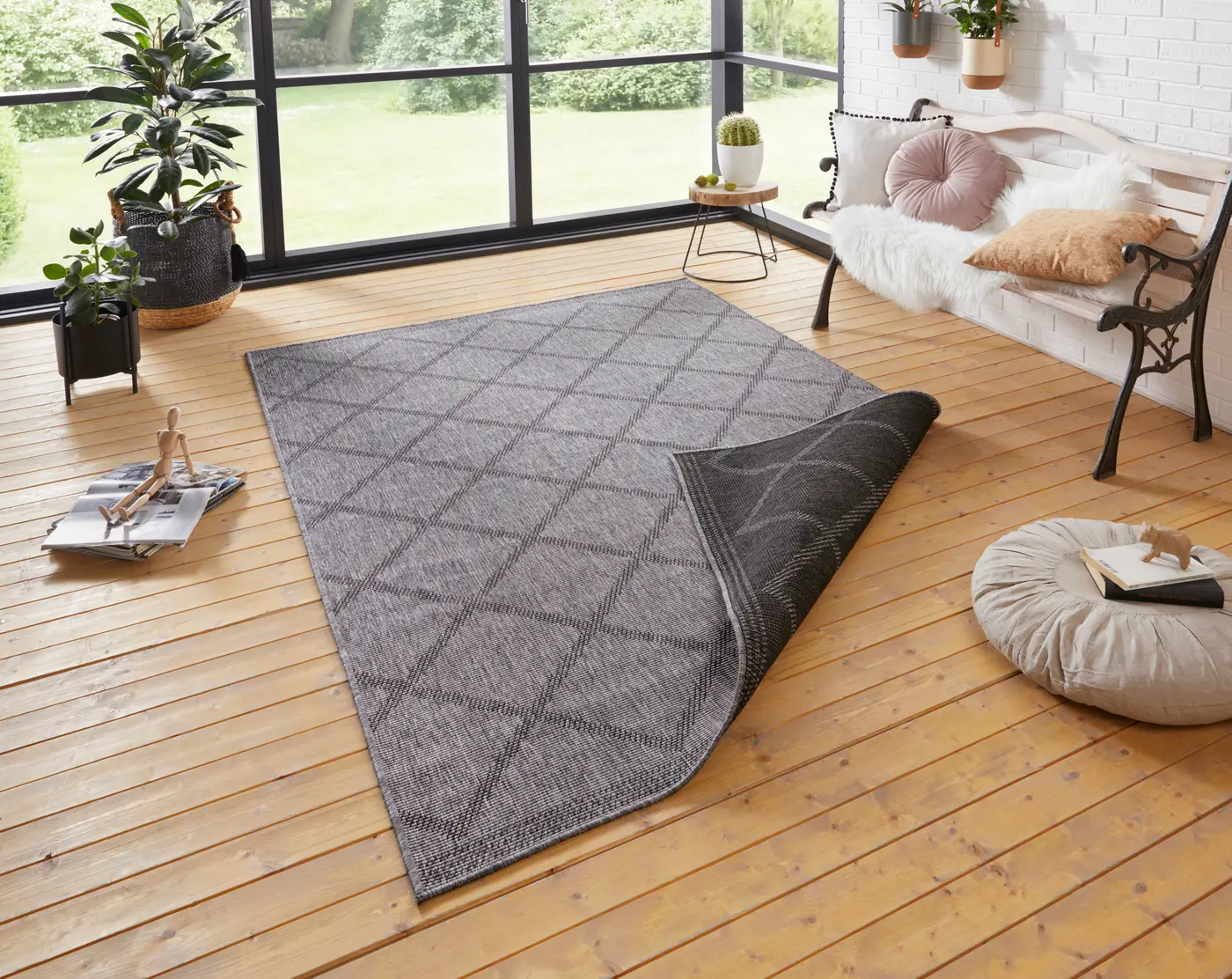 Hanse Home Twin Supreme In- & Outdoor Wendeteppich Corsica Schwarz Anthrazit – Ansicht 2