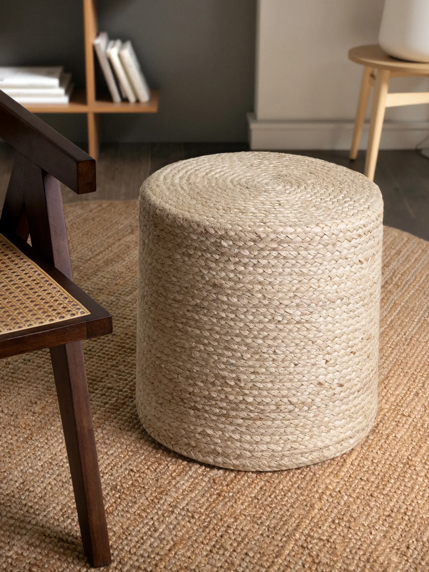Hanse Home Jutta Jute Pouf Jutta Natur Elfenbein – Ansicht 2