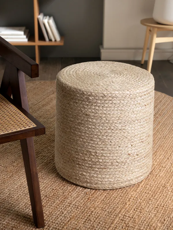 Hanse Home Jutta Jute Pouf Jutta Natur Elfenbein