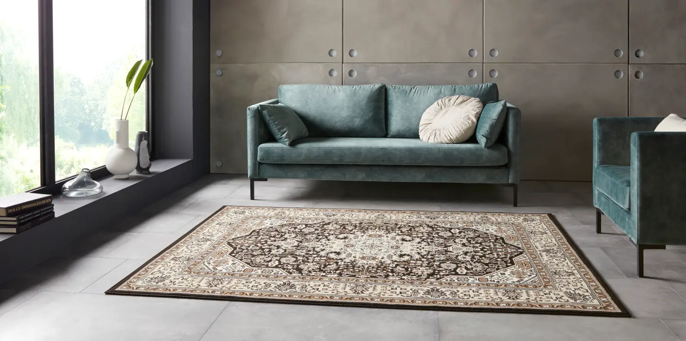 Hanse Home Mirkan Kurzflor Teppich Skazar Isfahan Creme Braun – Ansicht 2