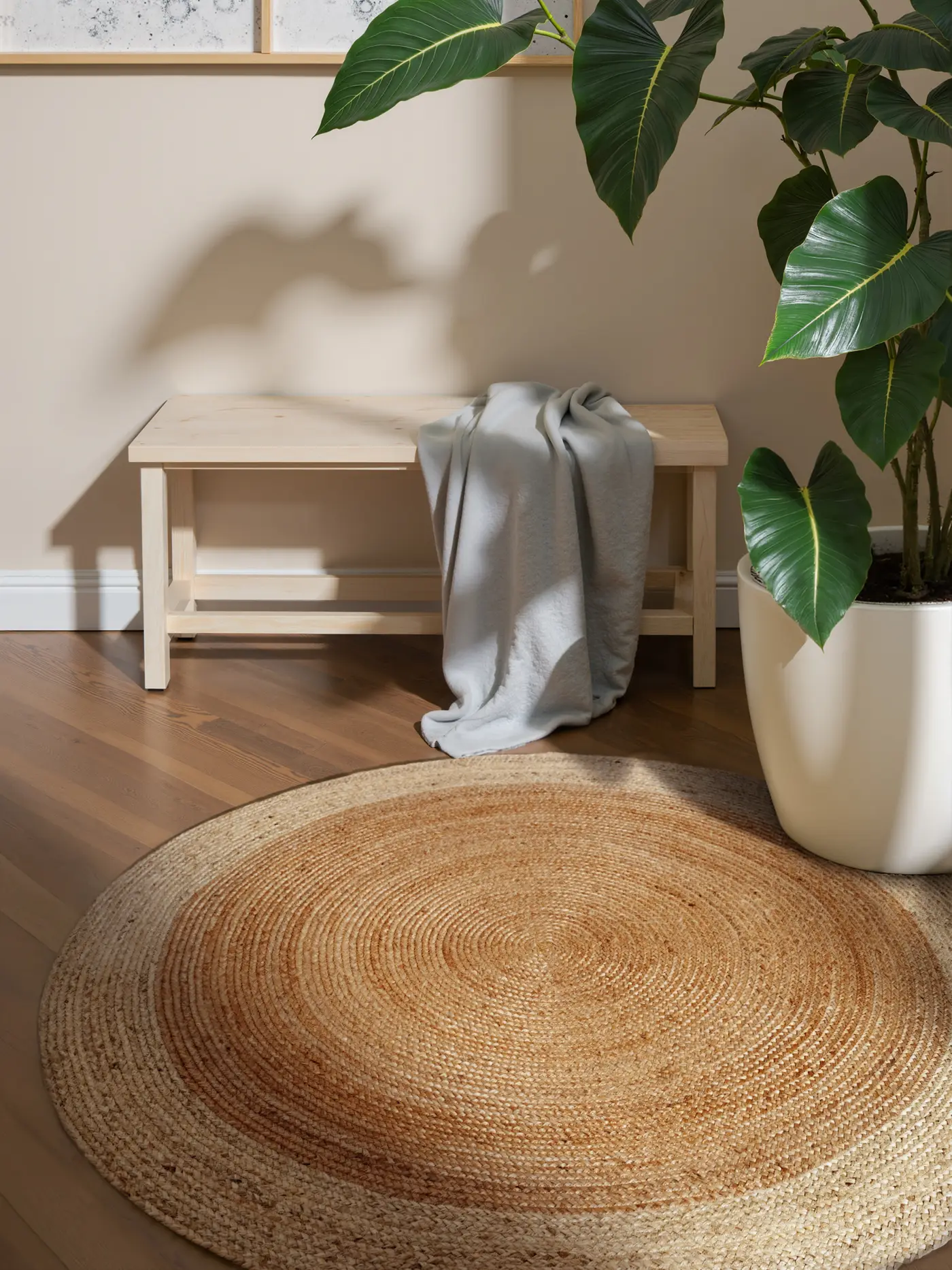 Hanse Home Jute Teppich Rund Jutta Natur Gold Elfenbein – Ansicht 2