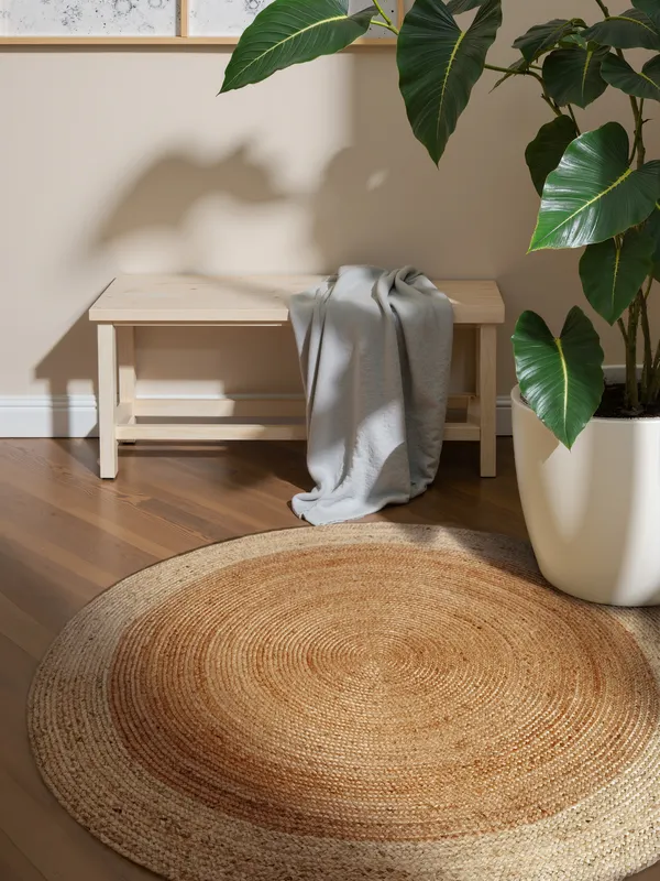 Hanse Home Jute Teppich Rund Jutta Natur Gold Elfenbein