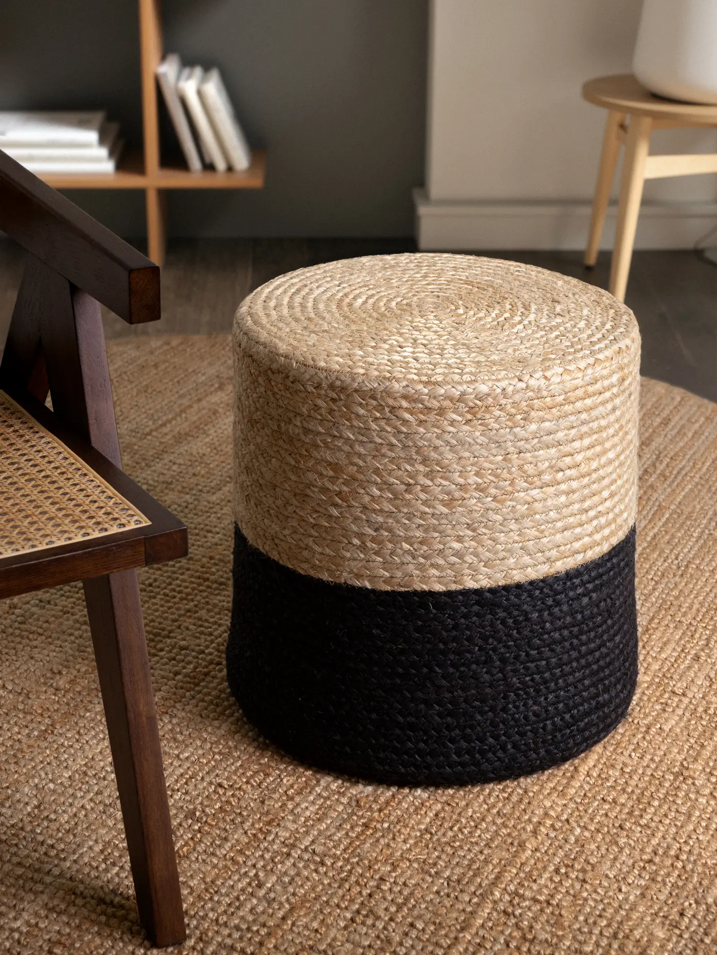 Hanse Home Jutta Jute Pouf Jutta Natur Gold Schwarz – Ansicht 2