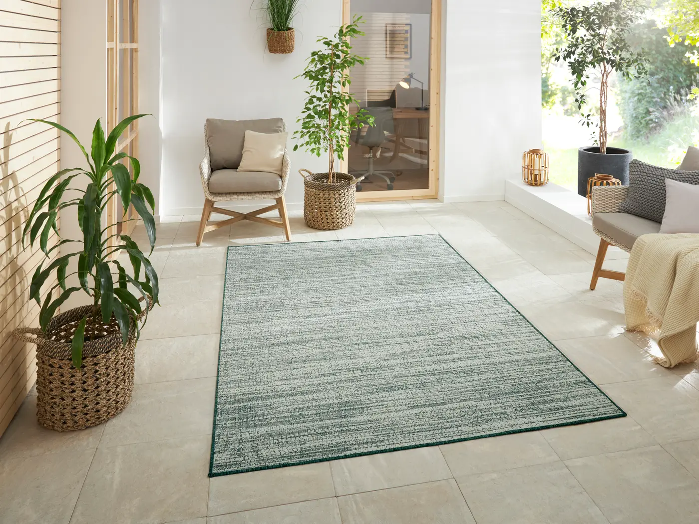 Elle Decoration Gemini In- & Outdoor Wendeteppich Mèlange Grün – Ansicht 2