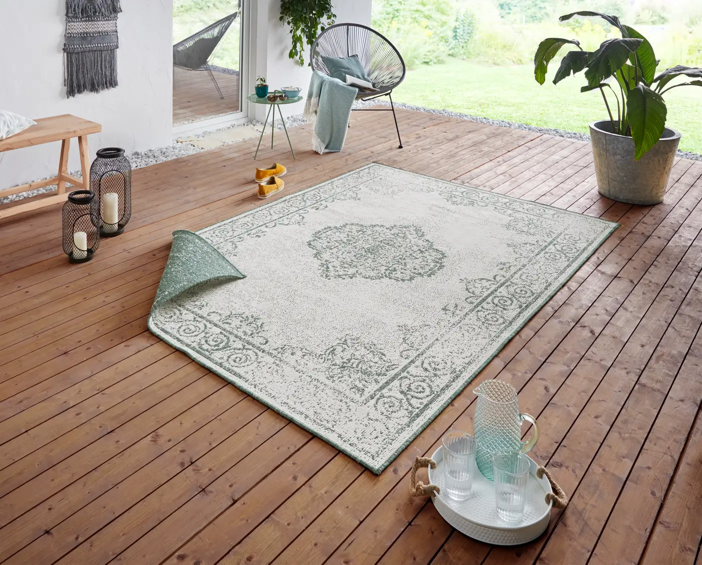Hanse Home Twin Supreme In- & Outdoor Wendeteppich Cebu Grün Creme – Ansicht 2