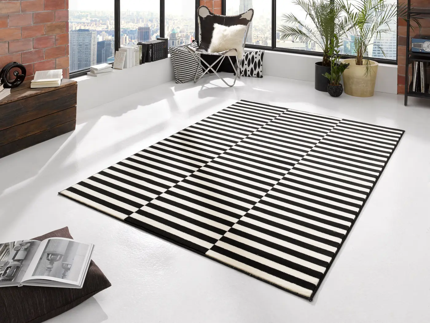 Hanse Home Gloria Designteppich Panel Schwarz Weiß – Ansicht 2