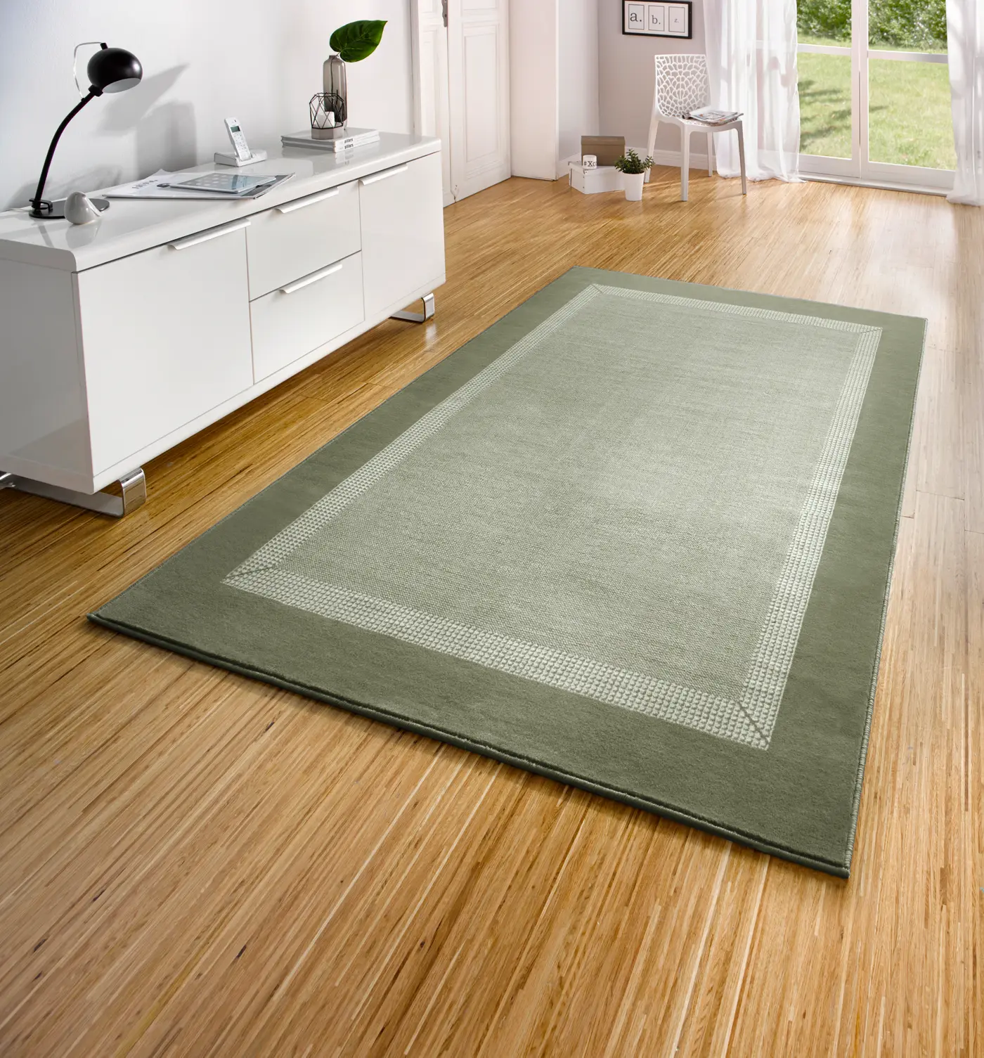 Hanse Home Basic Designteppich Band Grün – Ansicht 2
