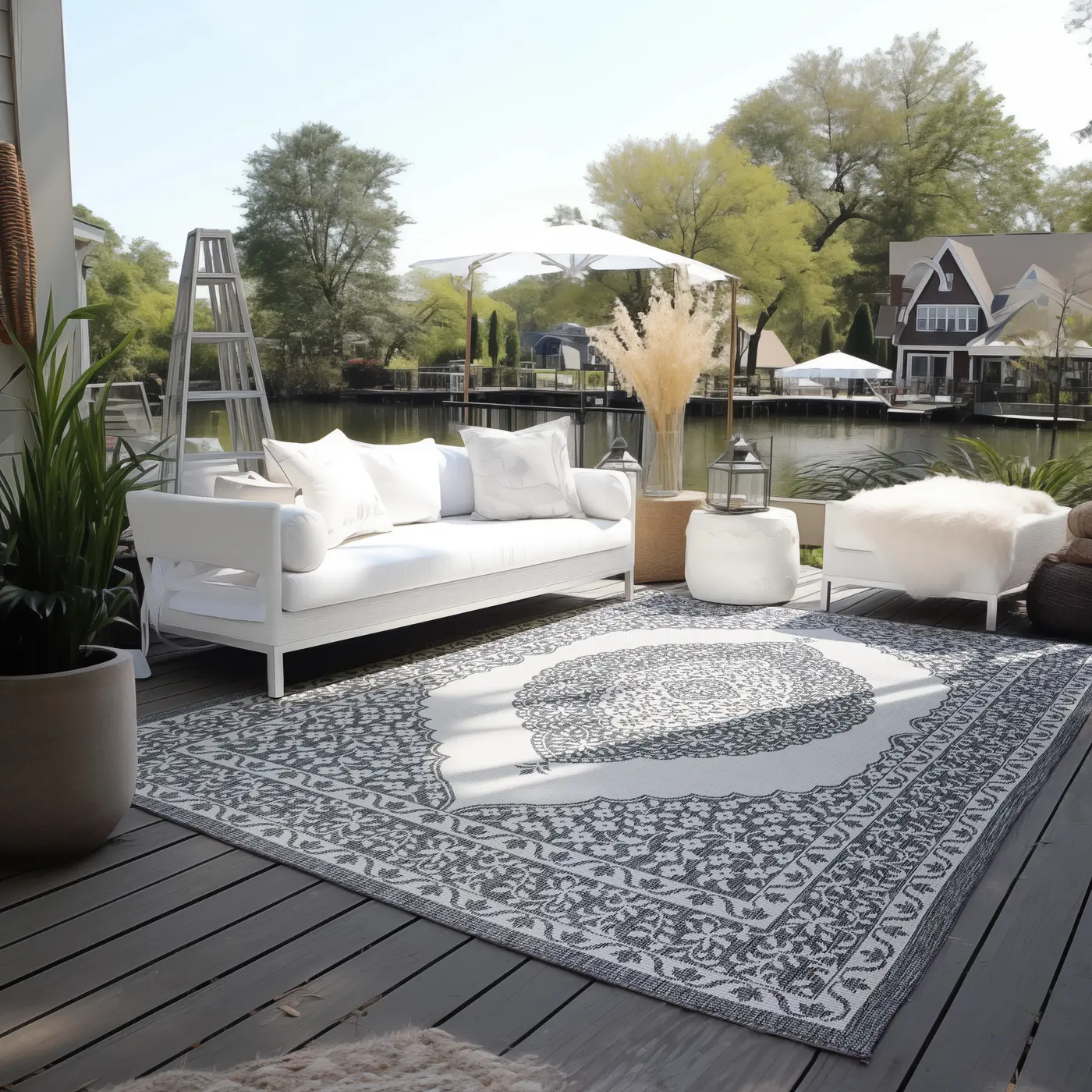 Elle Decoration Gemini In- und Outdoor Wendeteppich Meekly Silber – Ansicht 2