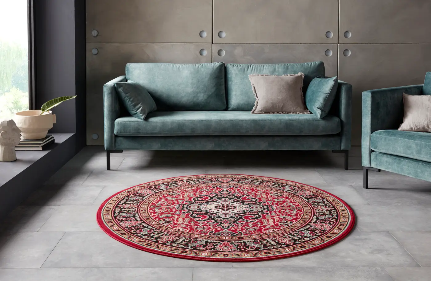 Hanse Home Mirkan Kurzflor Teppich Skazar Isfahan Rot – Ansicht 2