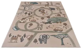 Hanse Home Adventures Kinderteppich Animal Park Creme Braun Grau
