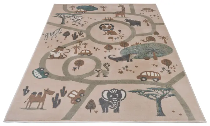 Hanse Home Adventures Kinderteppich Animal Park Creme Braun Grau