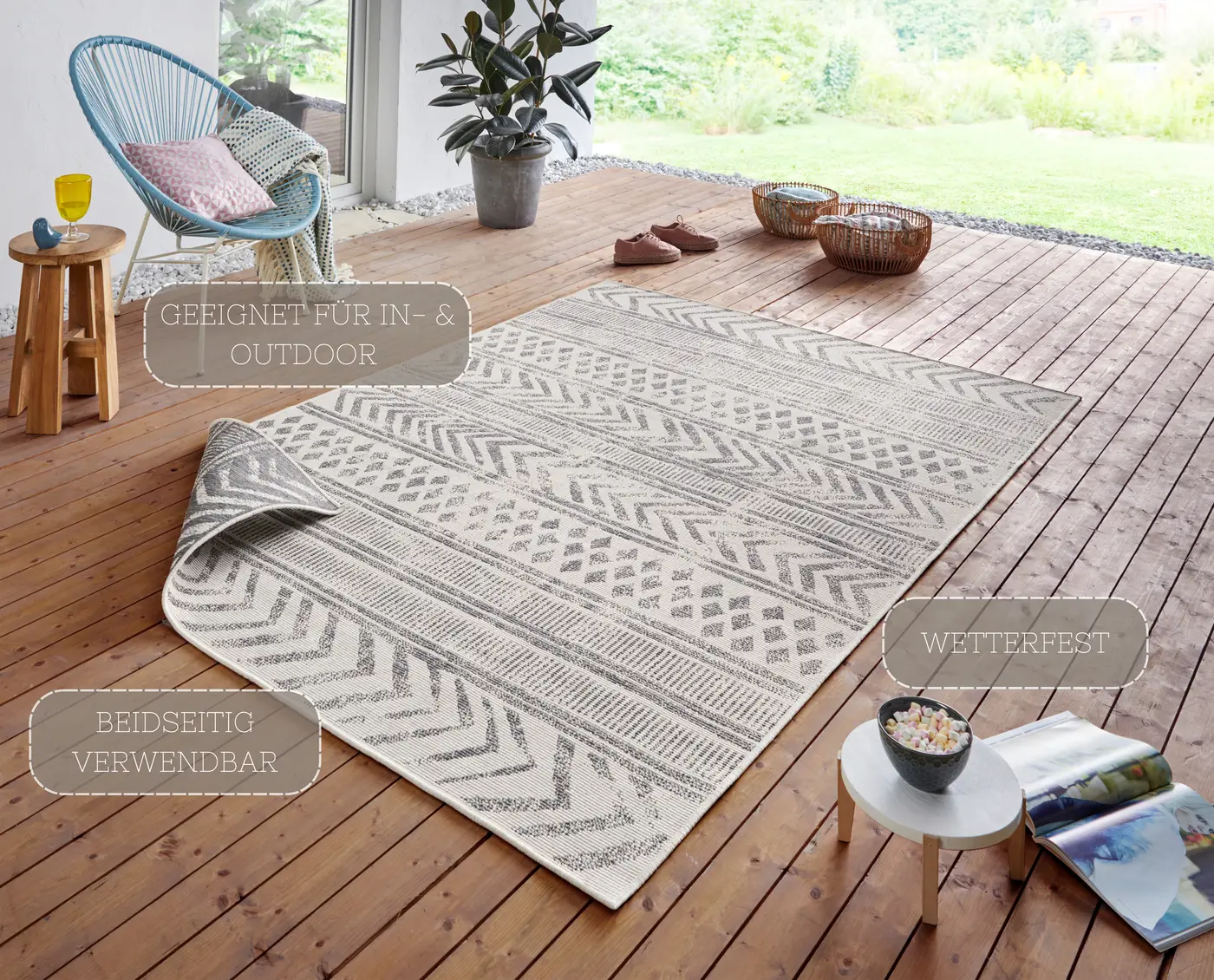 Hanse Home Twin Supreme In- & Outdoor Wendeteppich Biri Grau Creme – Ansicht 3