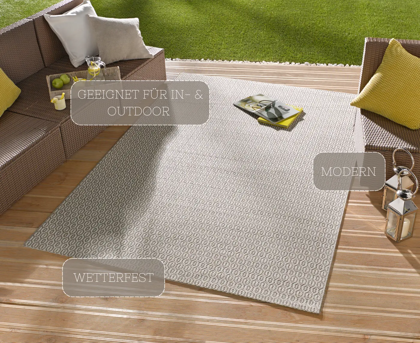 Hanse Home Meadow In- & Outdoorteppich Coin Grau – Ansicht 3
