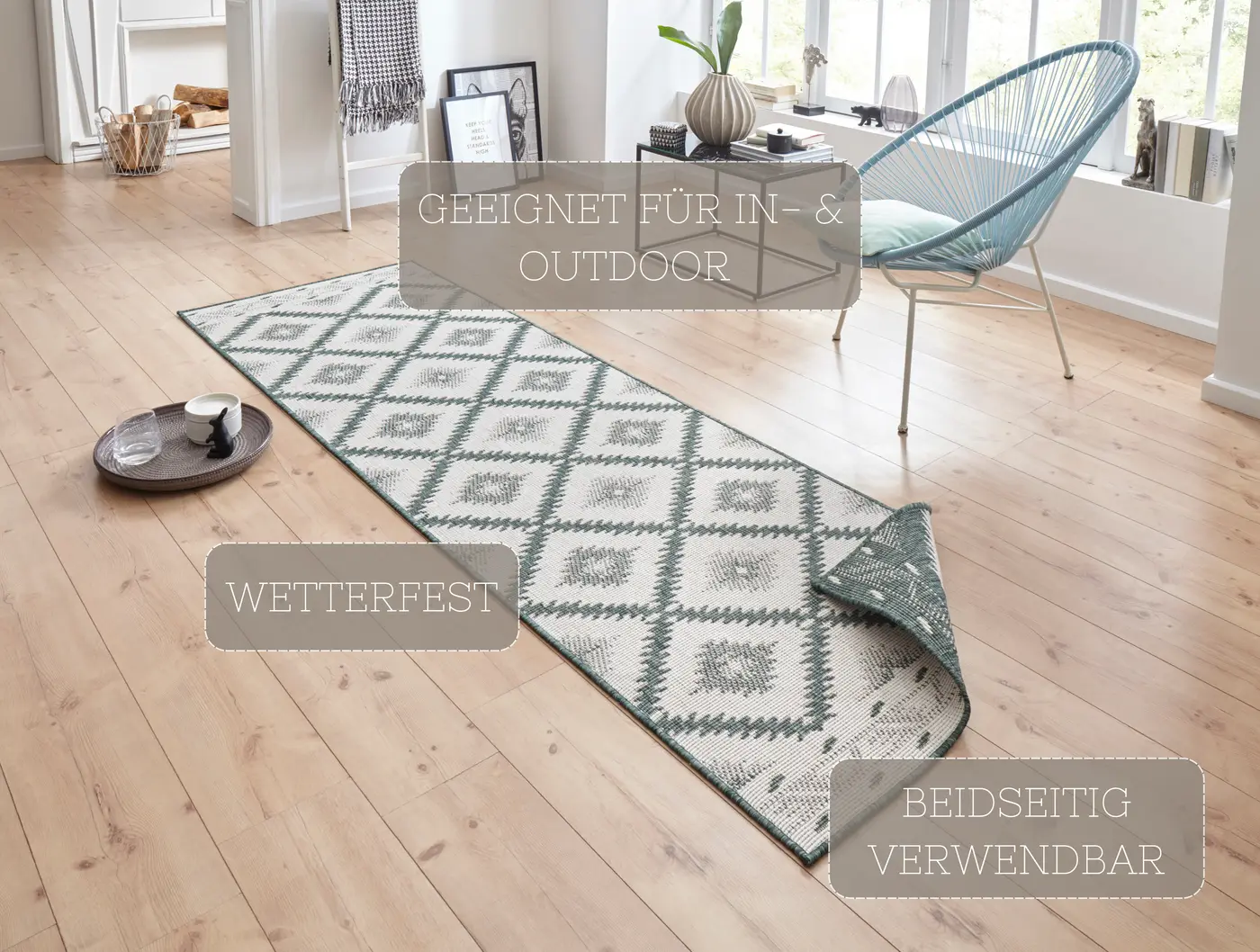 Hanse Home Twin Supreme In- & Outdoor Wendeteppich Malibu Grün Creme – Ansicht 3