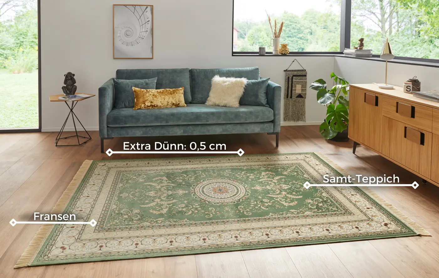 Hanse Home Naveh Kurzflor Teppich Antik Negar Grün – Ansicht 3