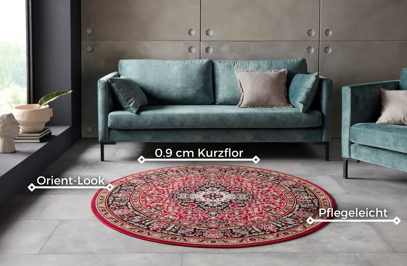 Hanse Home Mirkan Kurzflor Teppich Skazar Isfahan Rot – Ansicht 3