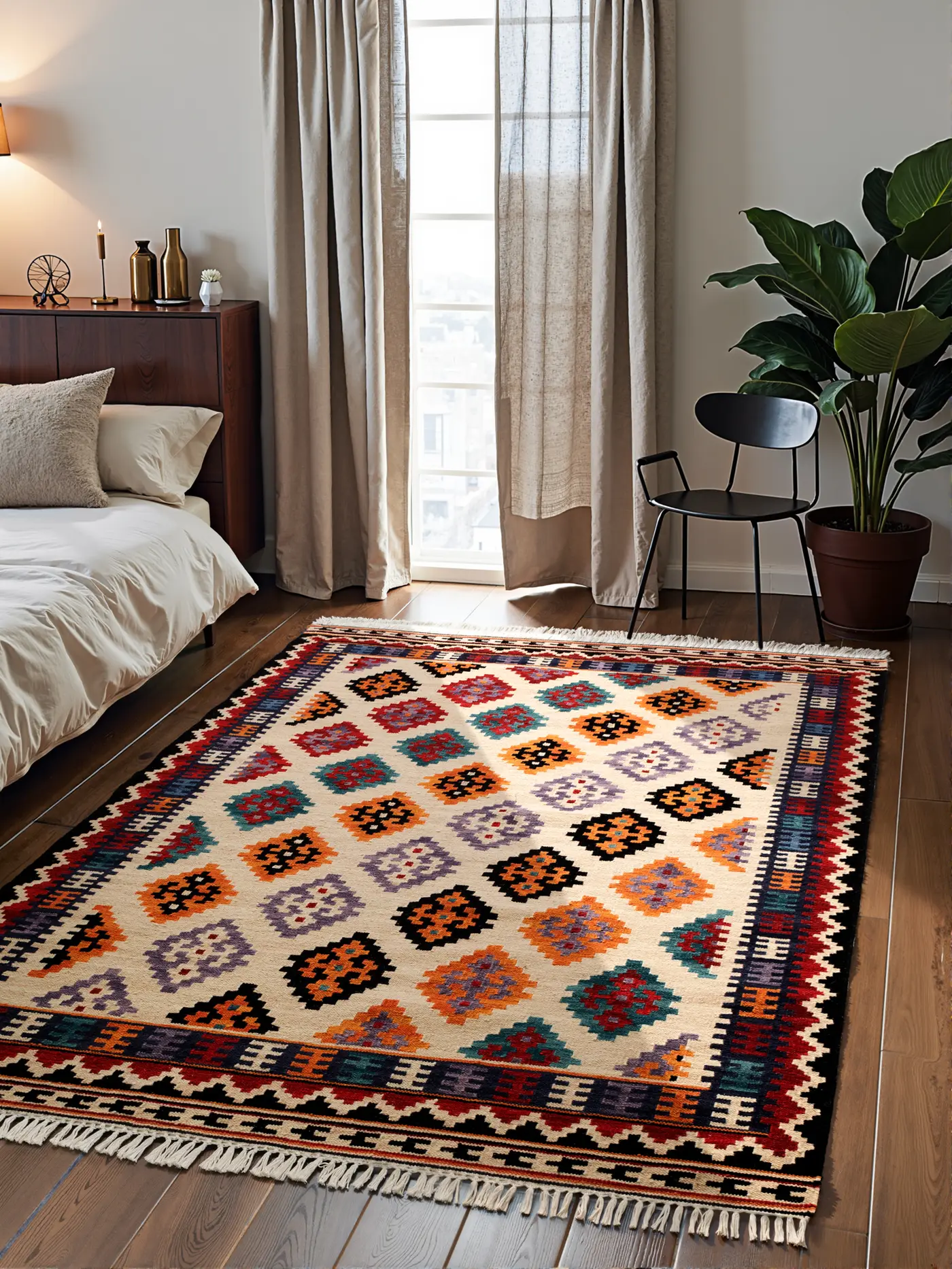 Hanse Home Kamal Afghan Kelim Teppich Kian Creme Multifarben – Ansicht 2