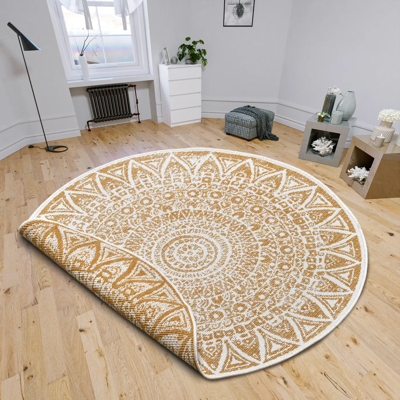 Hanse Home In- und Outdoor Wendeteppich rund Lilja Ocker – Ansicht 2