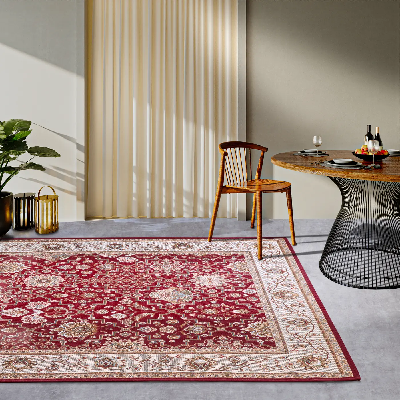 Villeroy & Boch 1767 In- & Outdoor Teppich Pierre Rot Creme – Ansicht 2