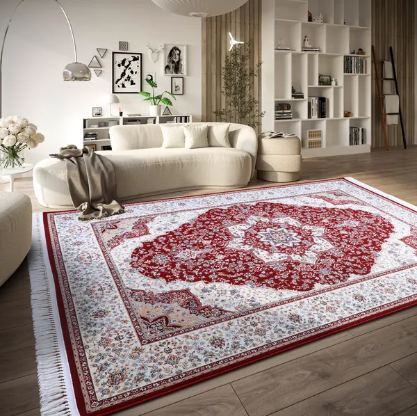 Villeroy & Boch 1870 Kurz Stapel Teppich Etienne Rot Creme