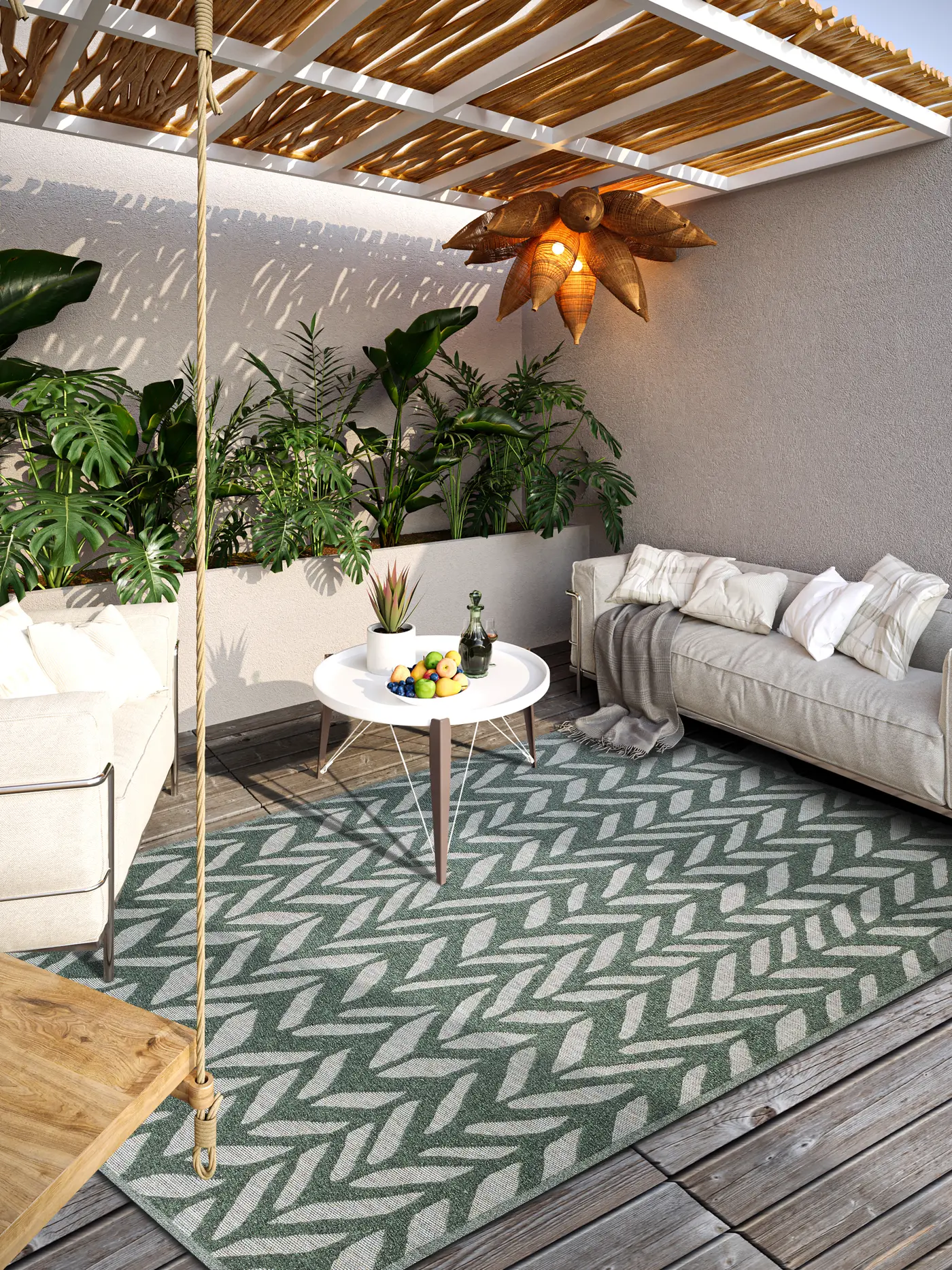 Villeroy & Boch 1883 In- & Outdoor Teppich Georgette Dschungelgrün – Ansicht 2