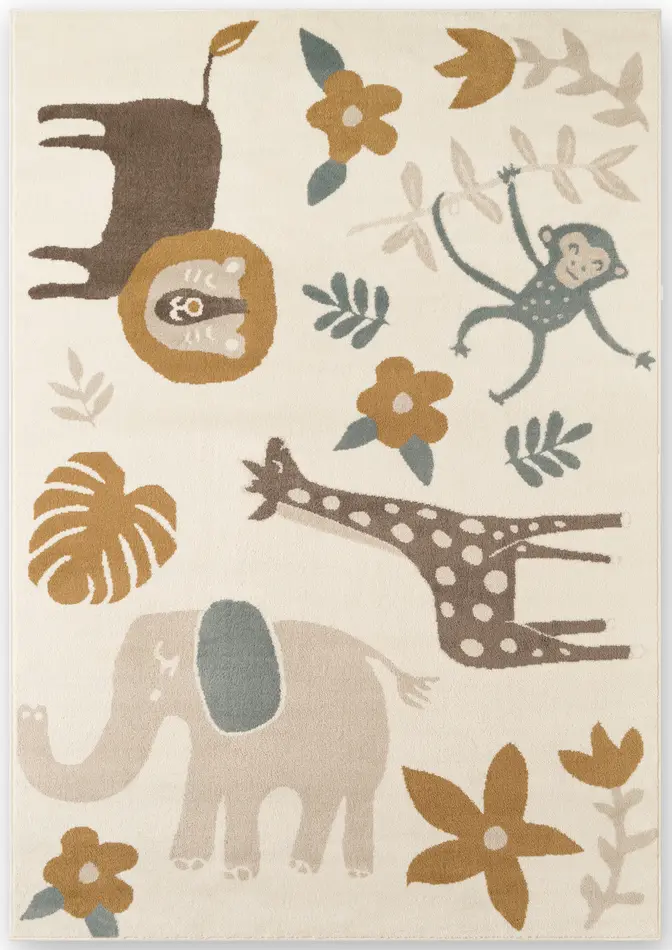 Hanse Home Adventures Kinderteppich Animal Safari Creme Multifarben
