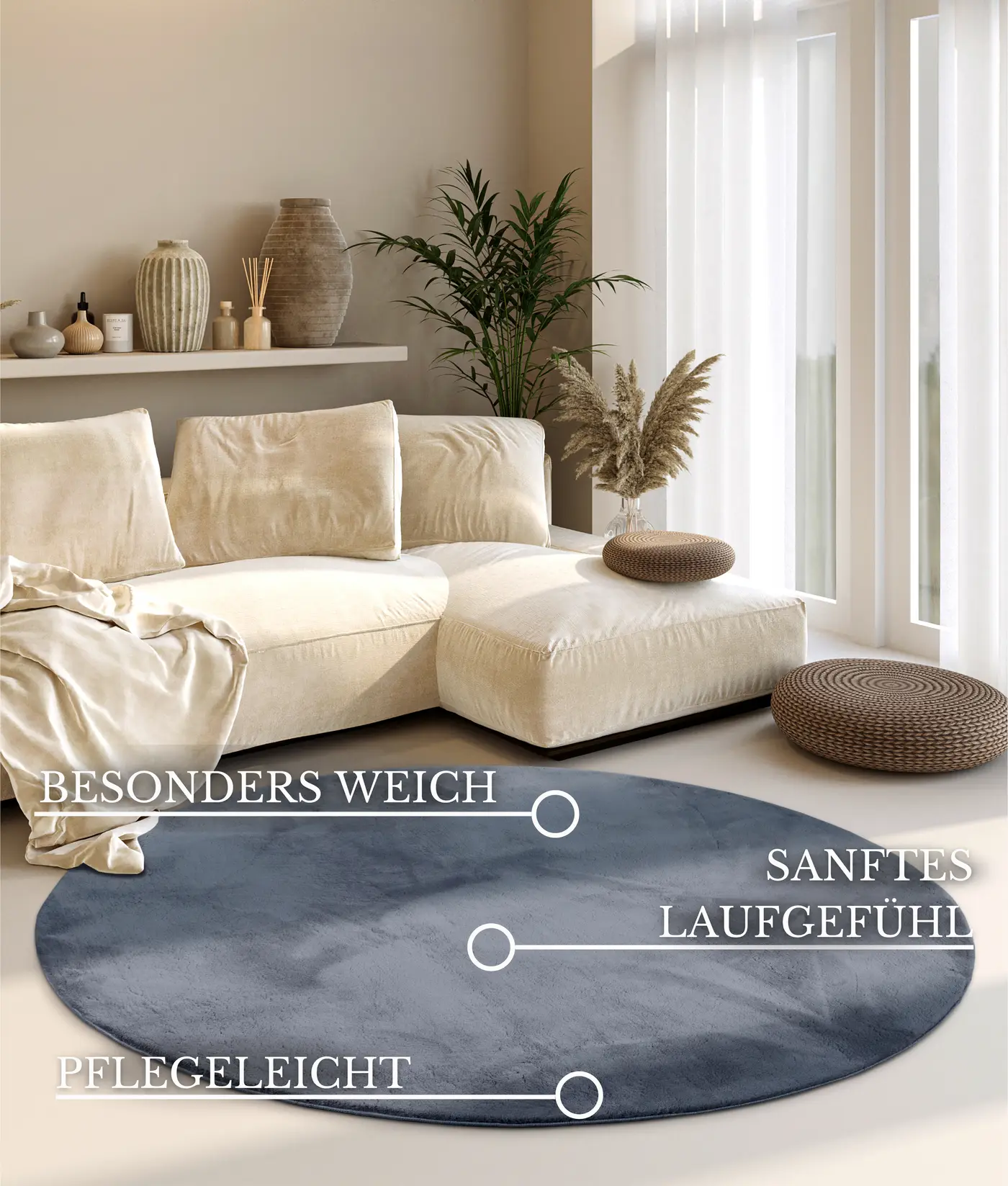 Villeroy & Boch 1899 Hochflor Teppich Leon Anthrazit – Ansicht 3