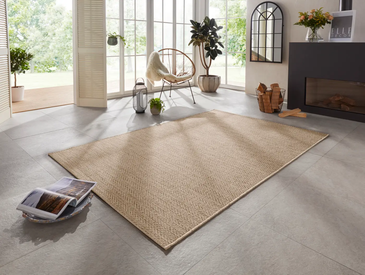 Elle Decoration Brave In- & Outdoor Teppich Caen Natur Braun – Ansicht 2