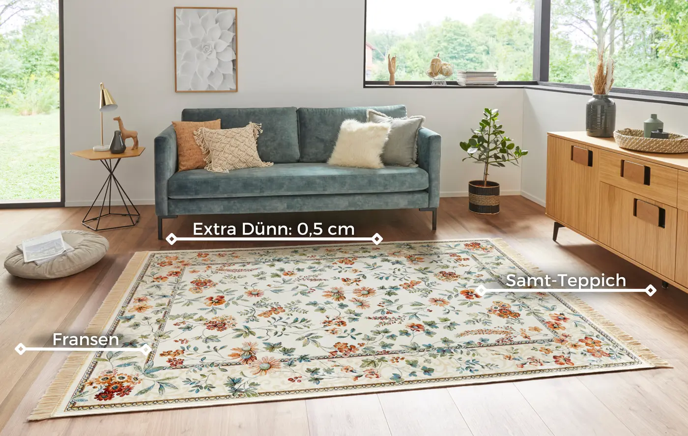 Hanse Home Naveh Kurzflor Teppich Oriental Flowers Creme – Ansicht 3