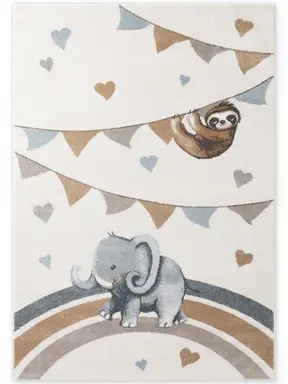 Villeroy & Boch Boho Kids Kinderteppich Walk like an Elephant Rainbow Party Creme Mulitfarben