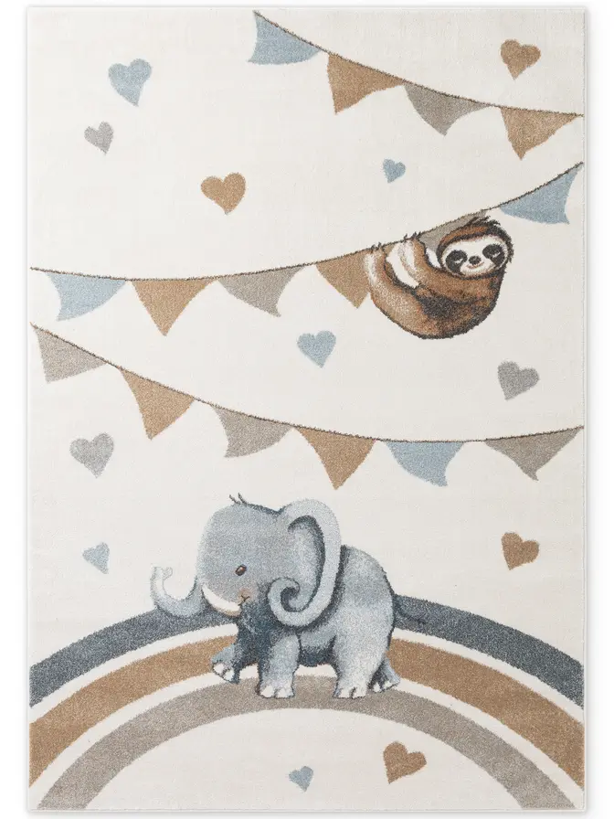 Villeroy & Boch Boho Kids Kinderteppich Walk like an Elephant Rainbow Party Creme Mulitfarben